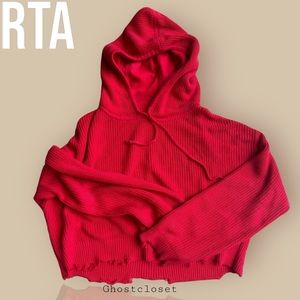GUC RTA red cotton ribbed hoodie sweater - xs